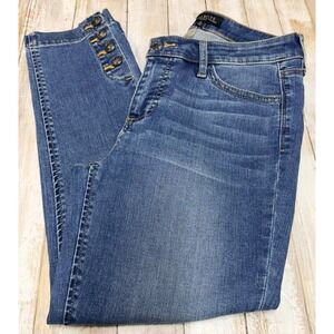 Talbots‎ Flawless Five-Pocket Petite Jeans Blue Anchor Button Crop size 6 petite